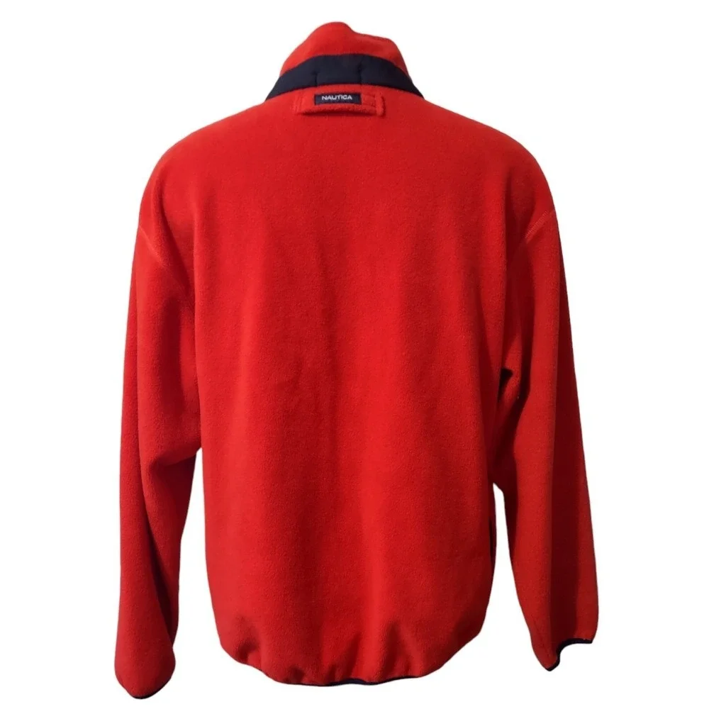 Nautica Fleece Pullover XXL Mens Gorp Core Cabin Core Red Quarter Zip Logo Retro